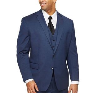 NWT Shaquille O’Neal XLG Mens Blue Stretch Suit Jacket-Big and Tall 52 short